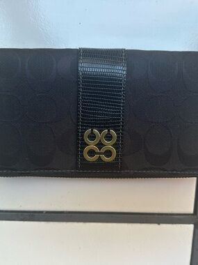 Vintage Coach Wallet Julia Op art Jacquard & Leather Accordion Wallet